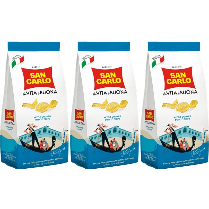 San Carlo Kettle Cooked potato chips gr 40 Italian premium quality