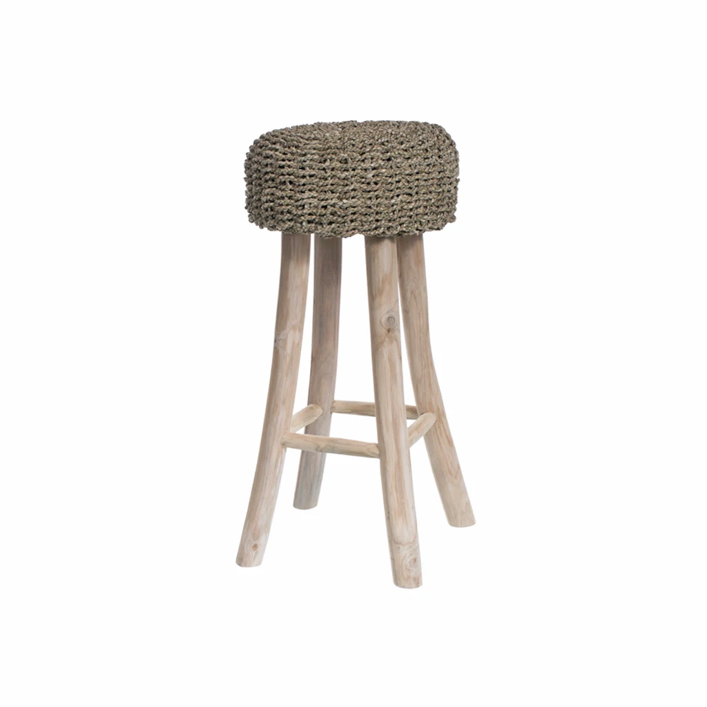 Kuning Murni Eco-Friendly Handmade Stool Bar From Pandan Wooden Luxury Solid Adjustable Foldable Fancy Stool