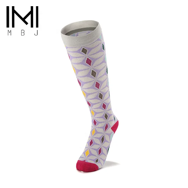 
 MIT compressionhiking socks for cold weather with colorful geometric  