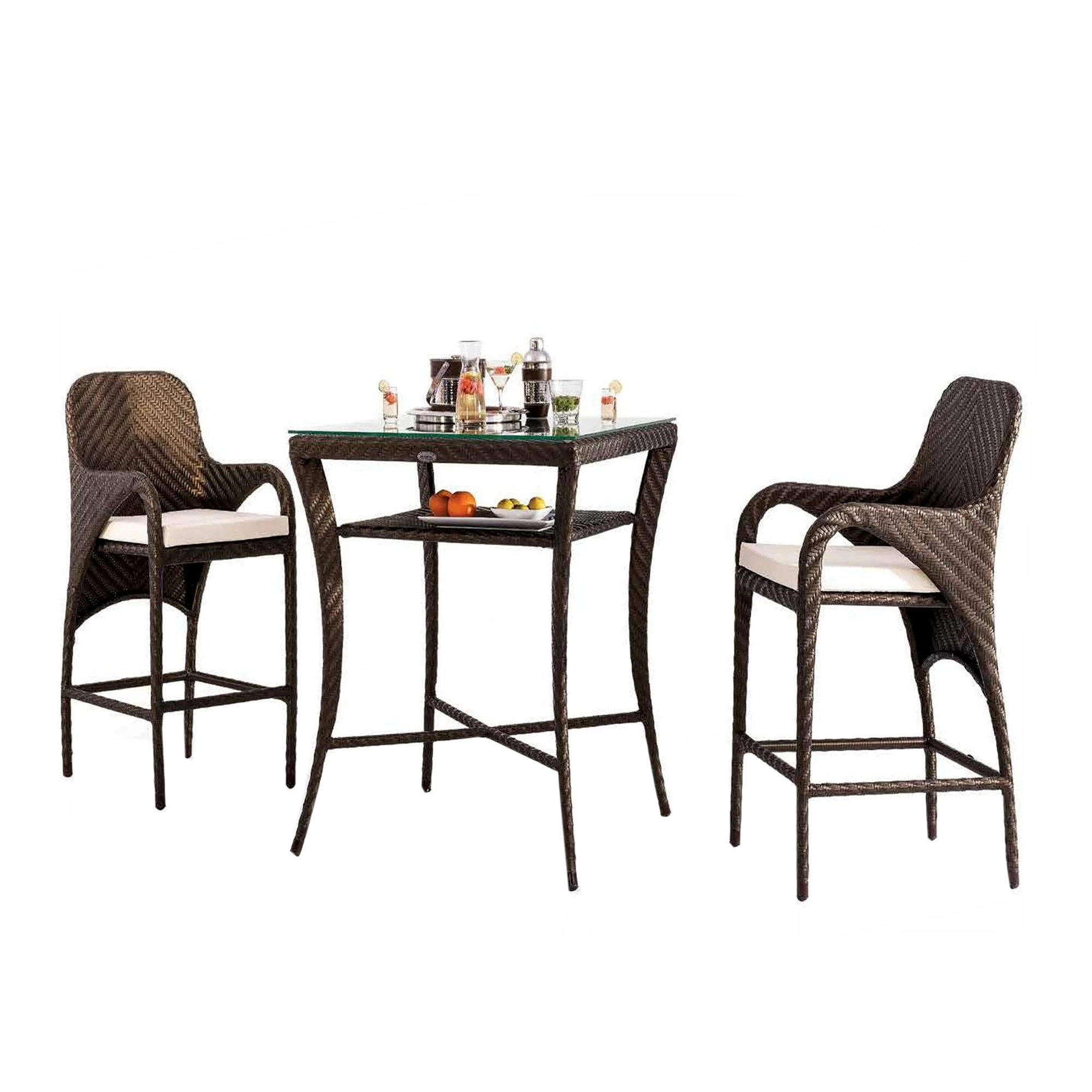 good quality outdoor aluminium bar set modern resorts patio rattan high bar chairs luxury villa outdoor furniture