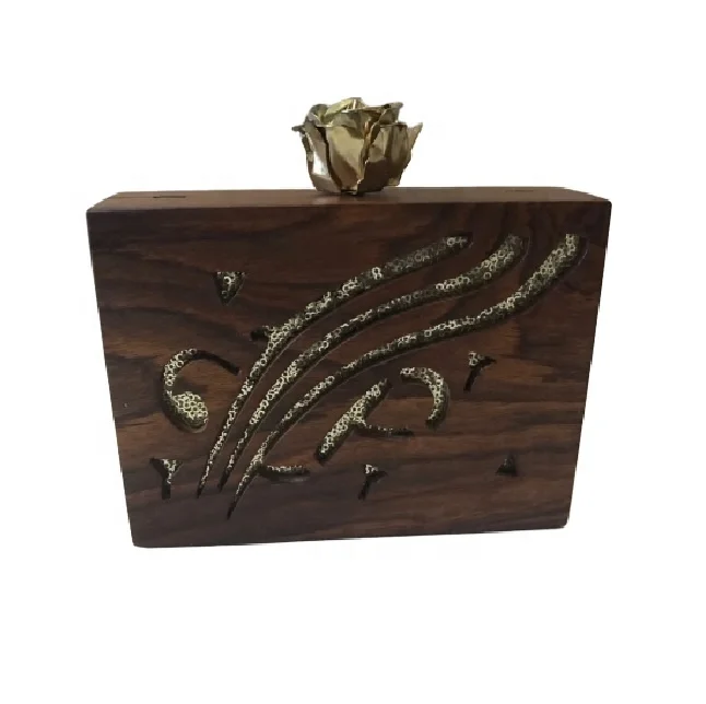 Wooden Plain Clutch With Clutch Bag Evening Bag