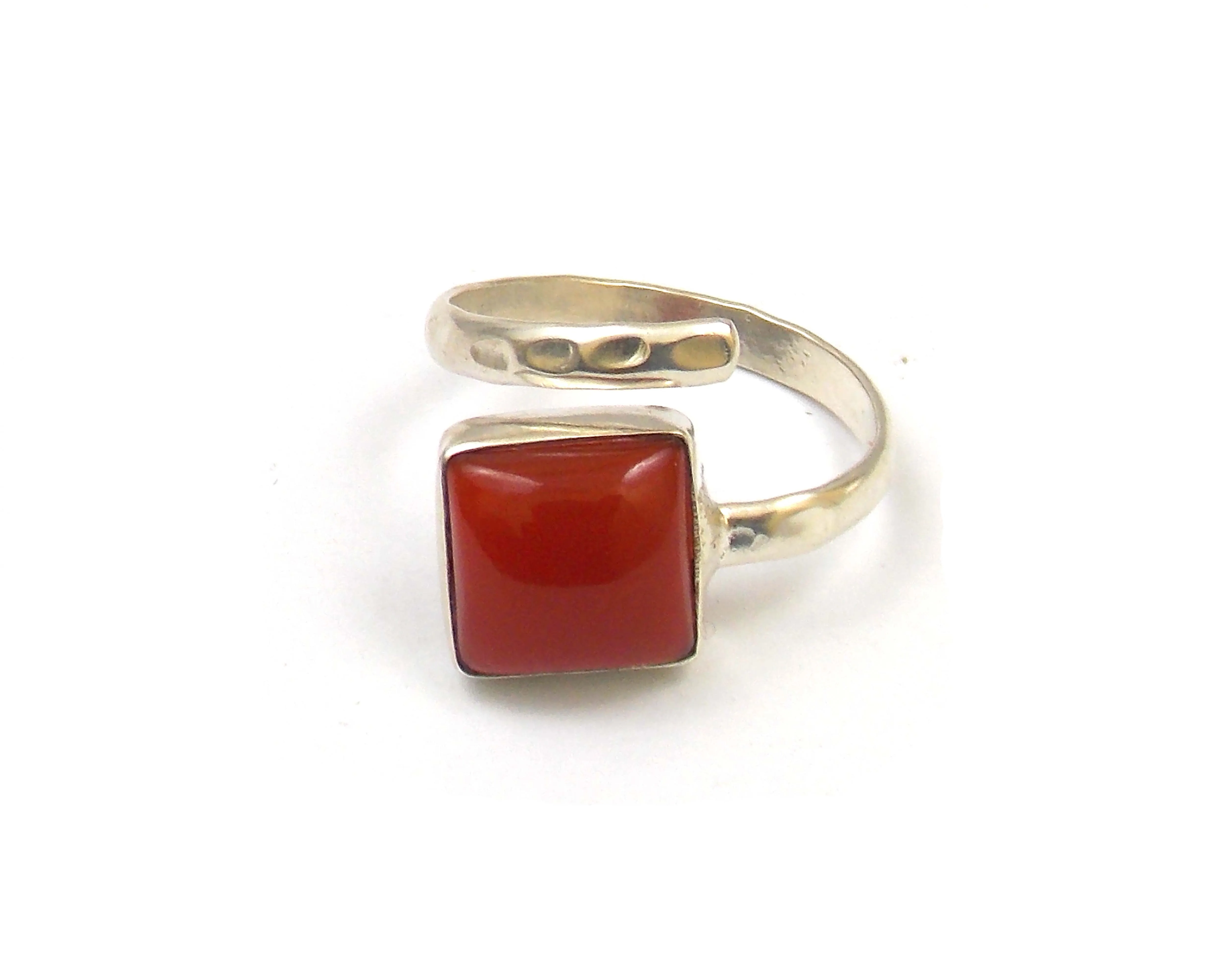 Carnelian Square Shape Silver Plated Jewelry Making Gemstone Ring
