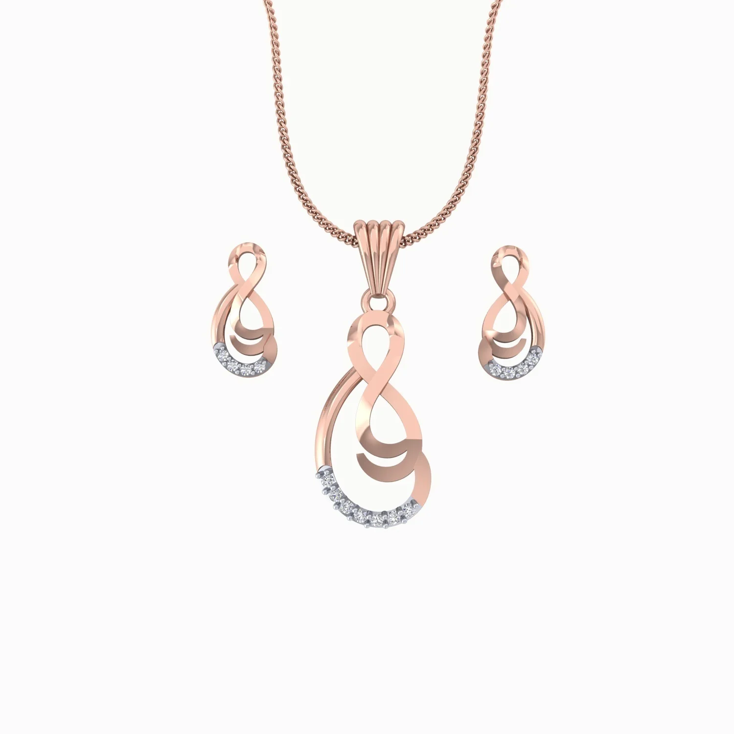 
King-Queen Style Real Diamond Pendant Set For Necklace 