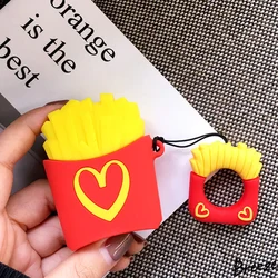 Пользовательский мультяшный картофель фри гамбургер наушники водонепроницаемый силиконовый чехол для airpods