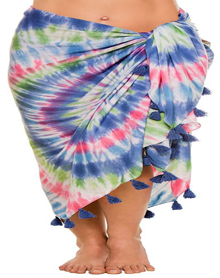 Pareo New Fashion 2022 Cotton/Rayon sarong Tie & Dye Pattern strapping one pieces Ladies sarong Beachwear sexy wrap for women