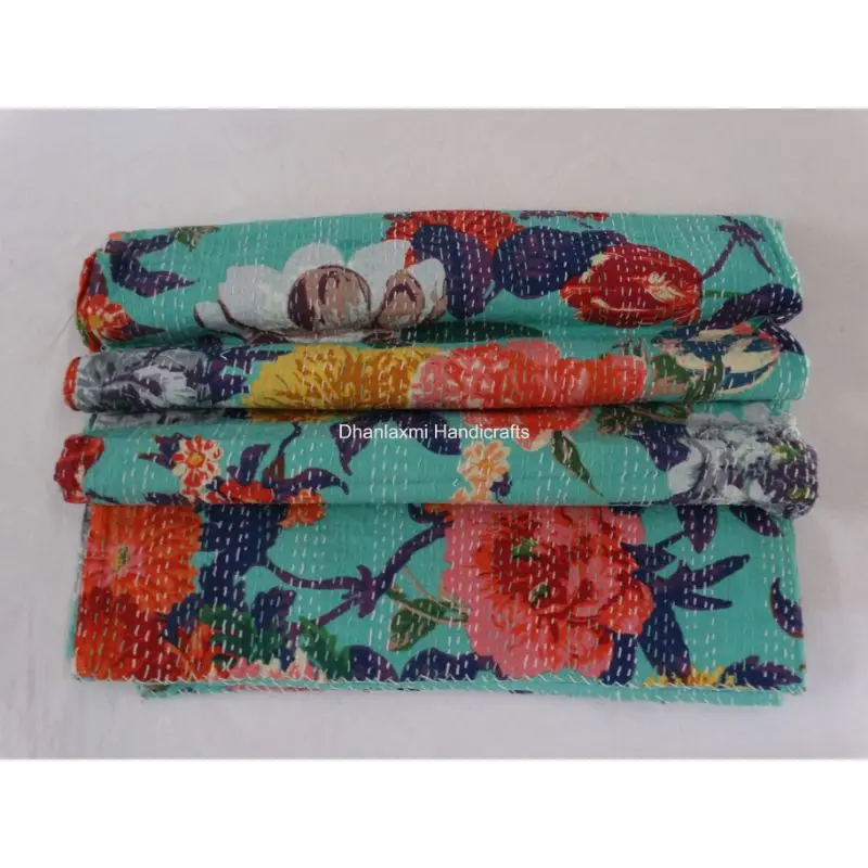 Красивое Хлопковое одеяло ручной работы Kantha домашнее декоративное покрывало оптовая продажа индийское ручное с принтом Gudari