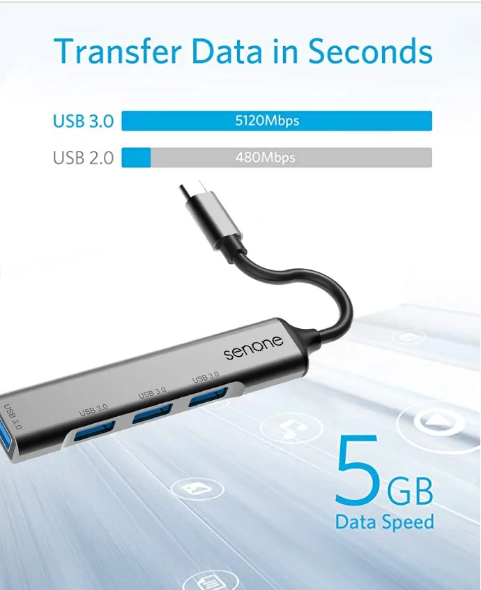 Супер скорость передачи данных HUB адаптер Многофункциональный USB 3 0 хаб 4-в-1 из алюминиевого сплава с