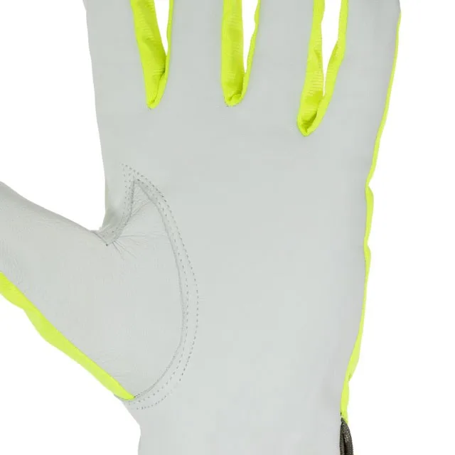  Комбинированная кожаная перчатка из высококачественной козьей кожи и флуоресцентной зеленой ткани