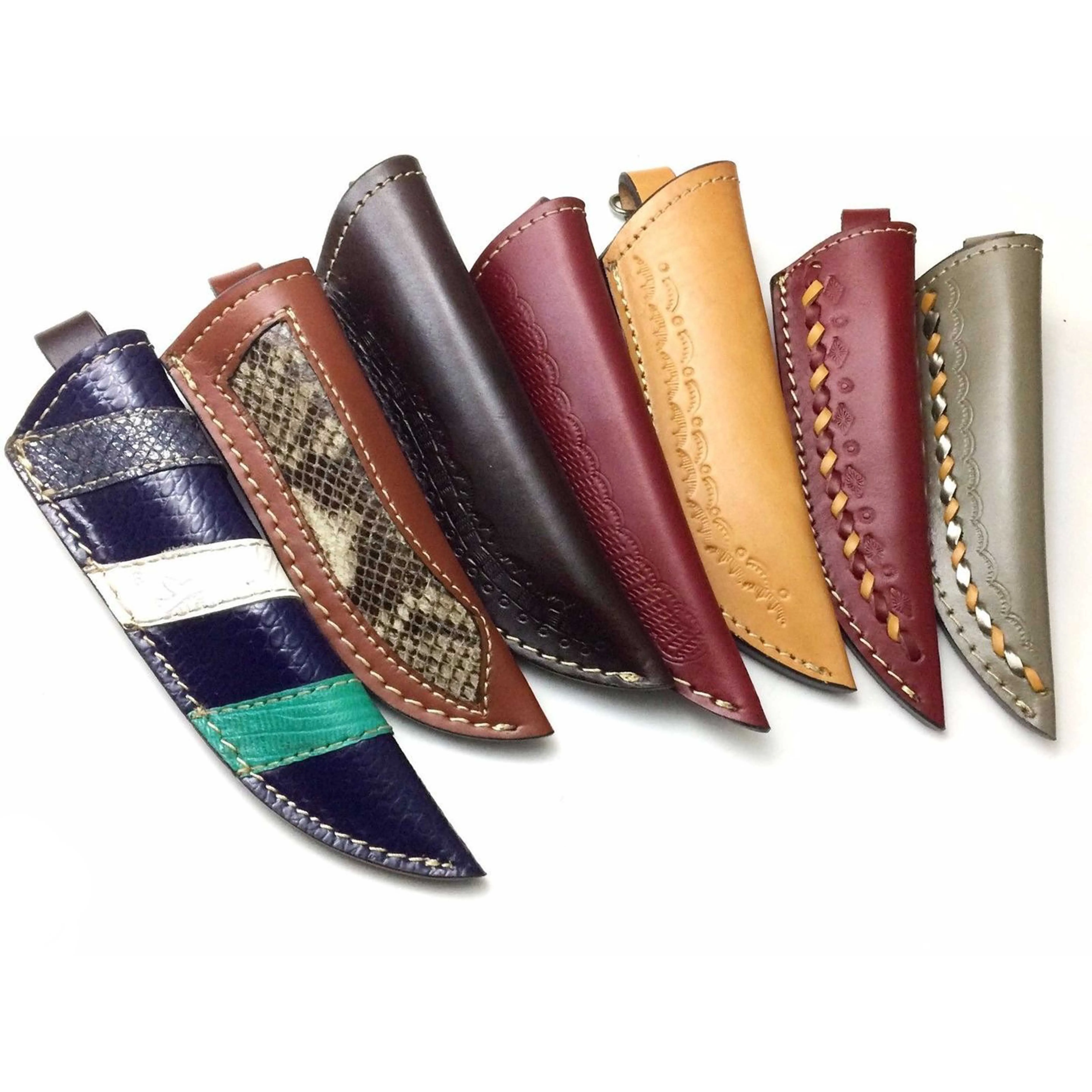7 PCS OEM Product 2021 Hot Selling  Rich Grain Skin Inlay Leather Sheath for fixed Blade Knives