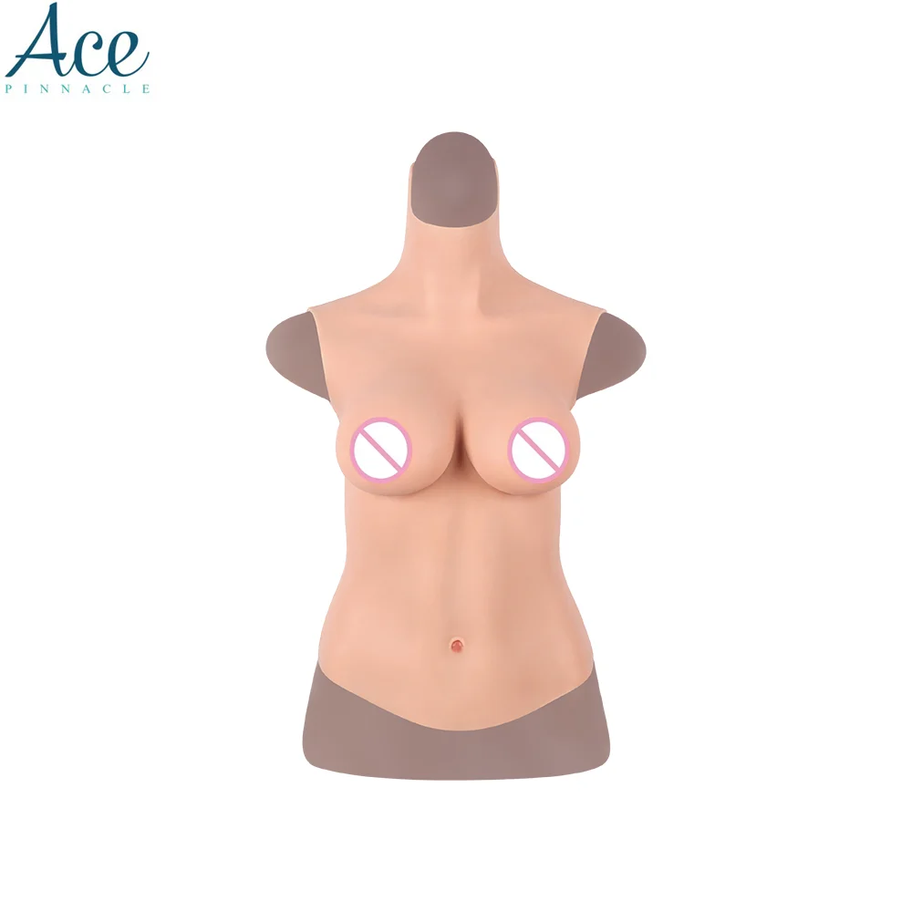 Хэллоуин чашка G половина тела Высокий воротник пригодный для носки Реалистичный искусственный твердый силиконовый боди для груди для шлема