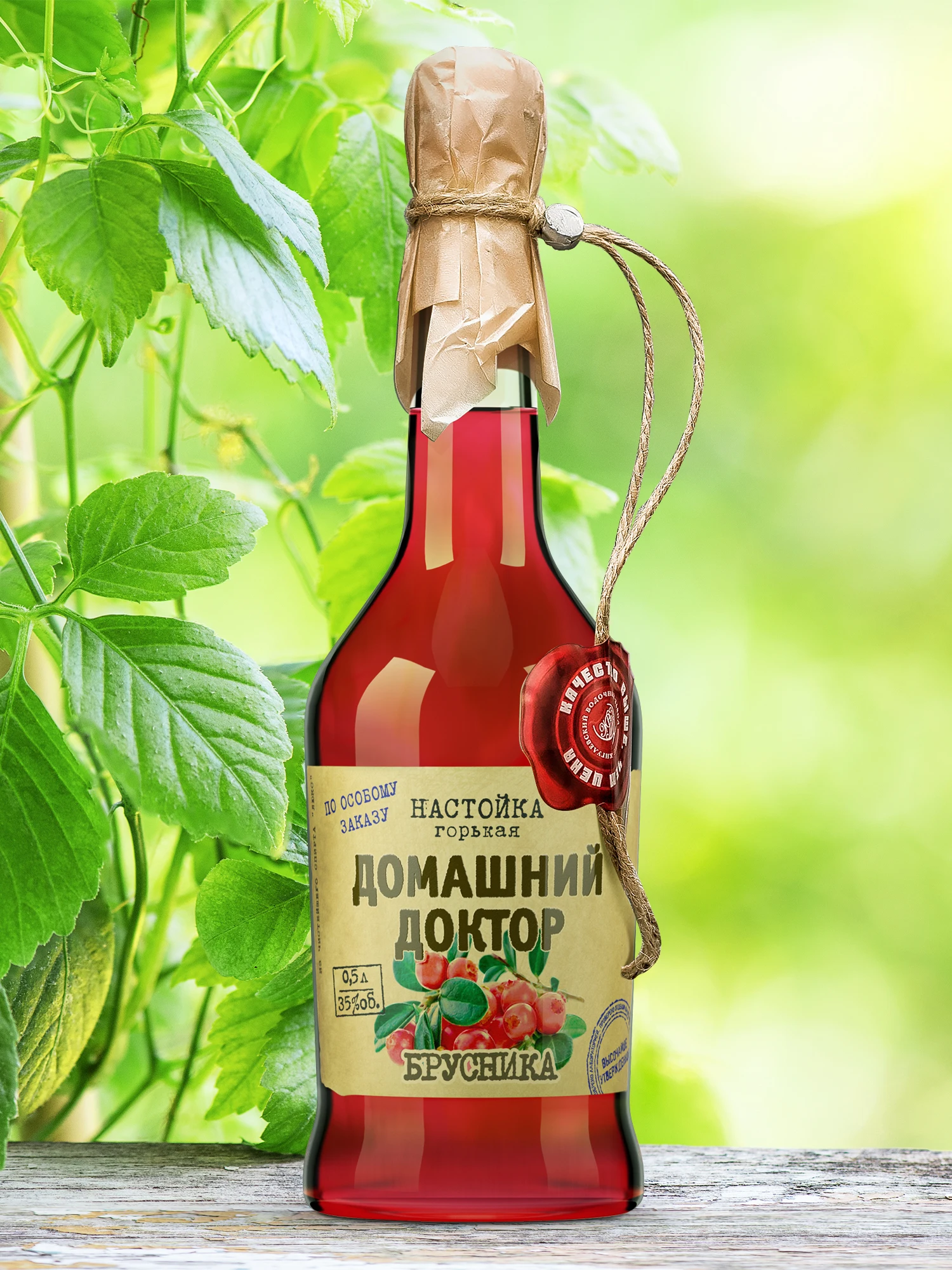 Русское натуральное сырье (35% alc.) Настойка «Family Doctor» Cowberry 500 мл без искусственных цветов и запахов