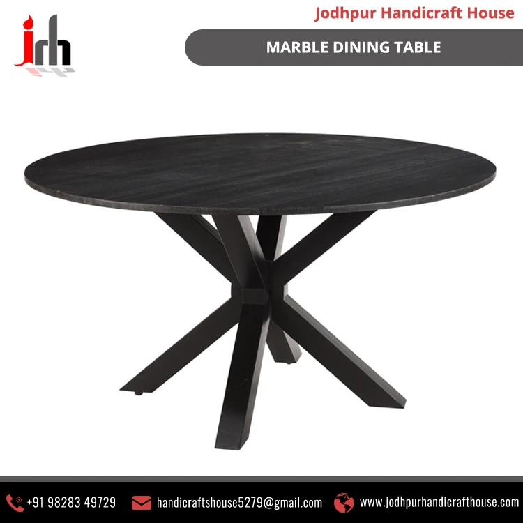 Industrial & Vintage Bulk Selling Black Marble Round  Shape Dining Table at Best Price & made with the best quality material