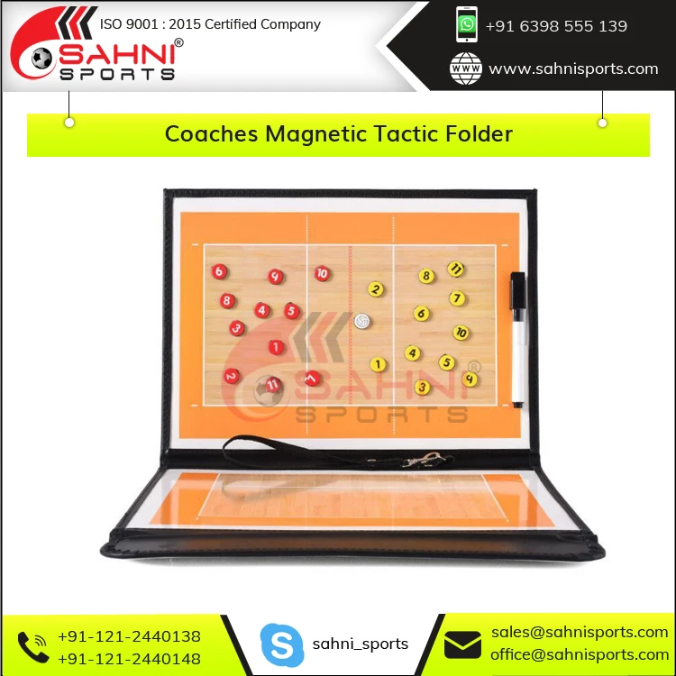 Coaches Magnetic Tactic Folder 53 x 31 Cm (When Open) with Small Carry Handle for Soccer, Football, Rugby, Volleyball