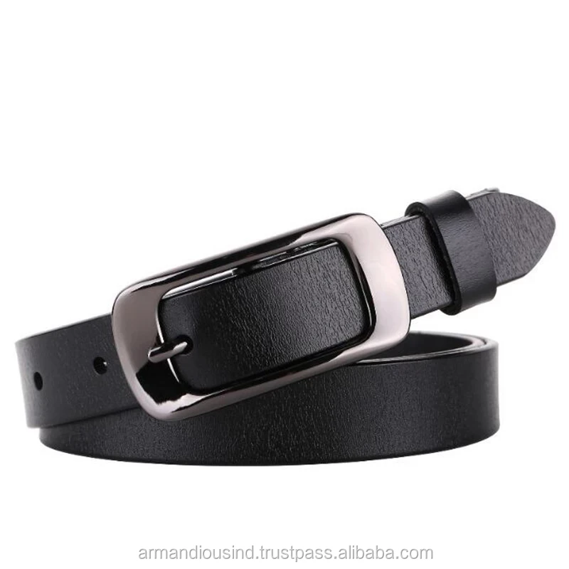 Classical line belt with dark color 35mm men leather belt