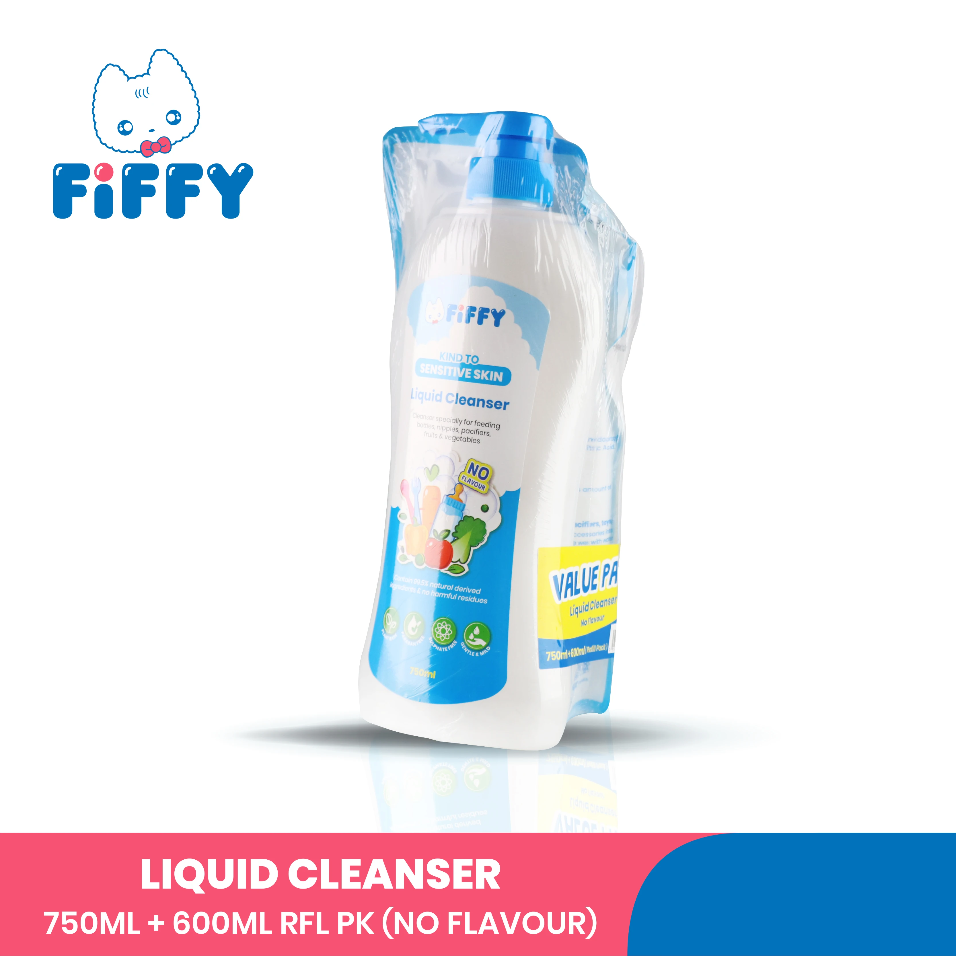 FIFFY Baby Plant Based Bottle wash, Fruit and Vegetable Wash Baby Bottle Washing Liquid Cleanser (NO Flavor)