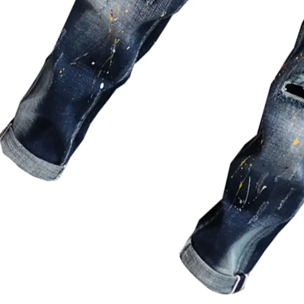 New Fashion Jeans Pants Wholesale Custom Logo Slim Fit Distressed Jeans Men Skinny Denim Jeans