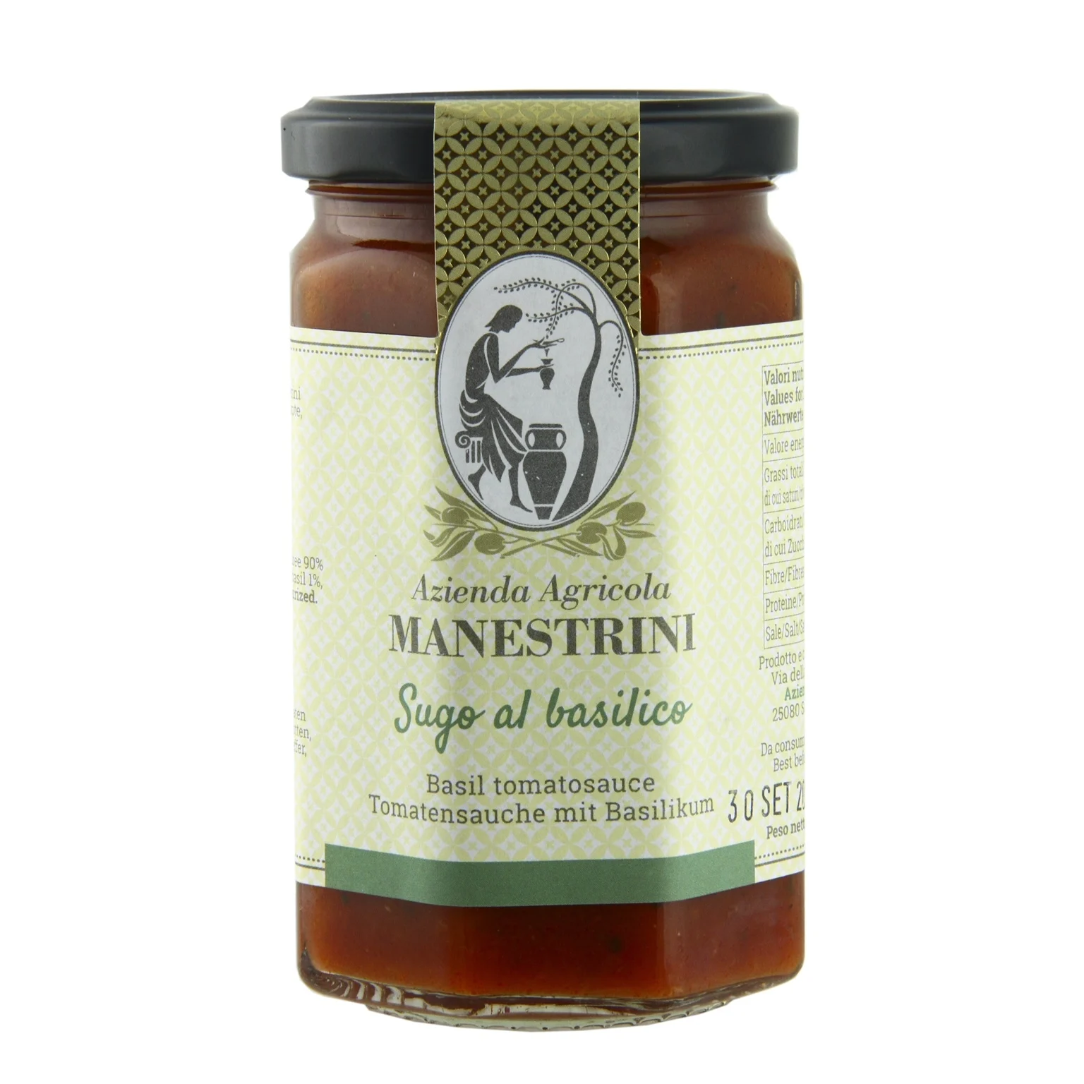 Top Quality Basil Tomatosauce Italian Traditional Recipe 280gr Glass Jar - Italian Pasta Sauce