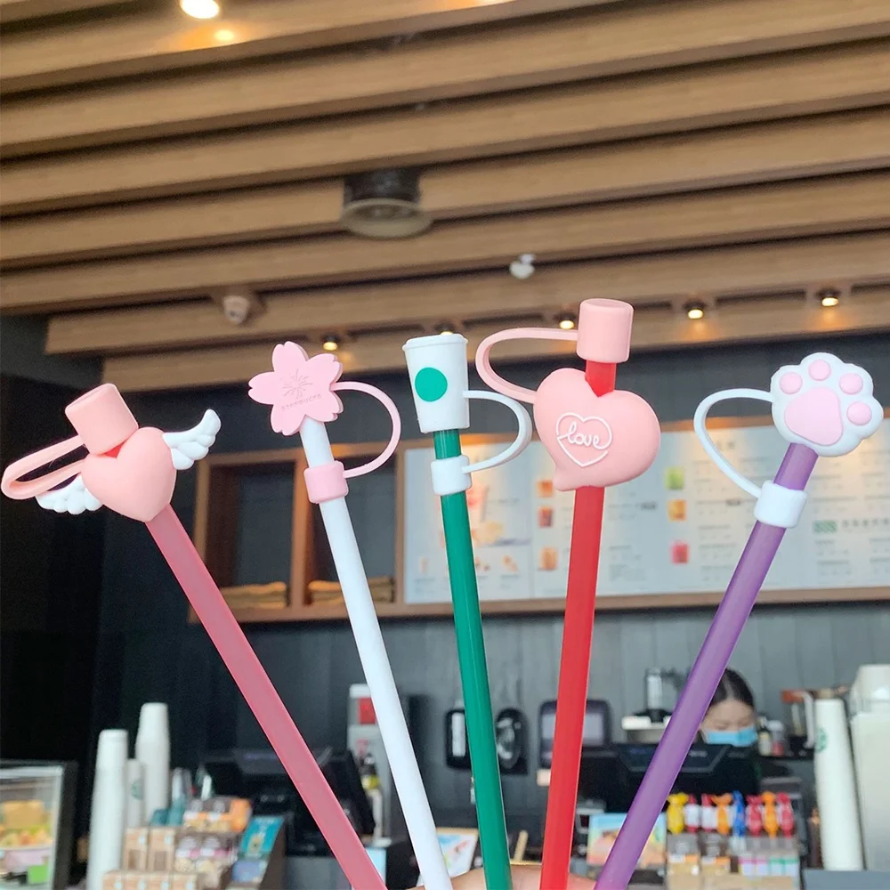 Reusable Silicone Straws Tips Dust Proof Plug Covers Caps Custom Christmas Straw Tip Cover For Decor