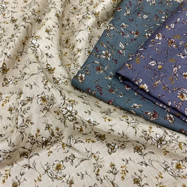 OK42247 60/1 linen print old flower fabric