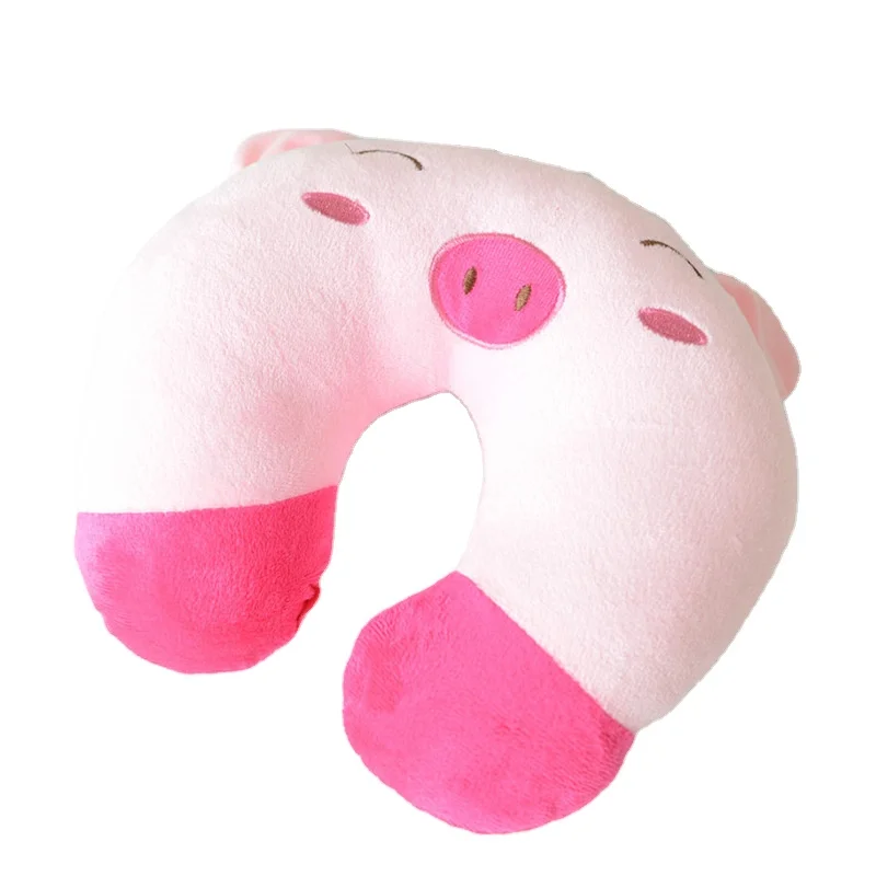 Cartoon Animal Panda Bear Cat Frog Pig Tiger Bunny Stuffed Plush Toys Portable U-shaped Neck Pillow Waist Protection Rag Doll