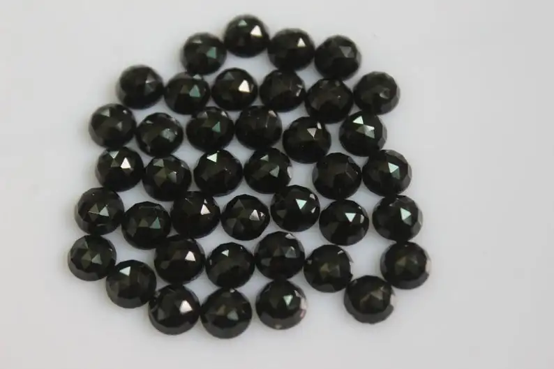 4mm Natural Black Spinel Round Rose Cut Cabochon Gemstone Natural Black Jewelry Making Stone 100% Natural Color Vivaaz Gems