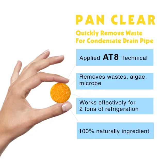 Поставщик из Вьетнама-быстрое удаление отходов для конденсаторной дренажной трубы-прозрачная кастрюля-20 таблеток-эффективно 24000 BTU во время