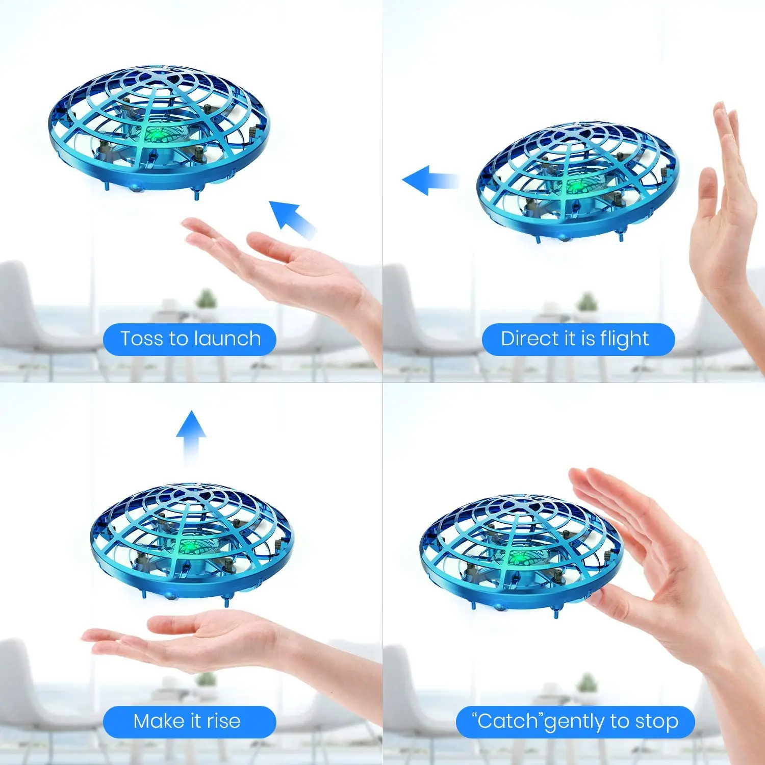 Drone for Kids Toys Hand Operated Mini Drone UFO Flying Ball Toy Gifts for Boys and Girls Motion Sensor Helicopter.