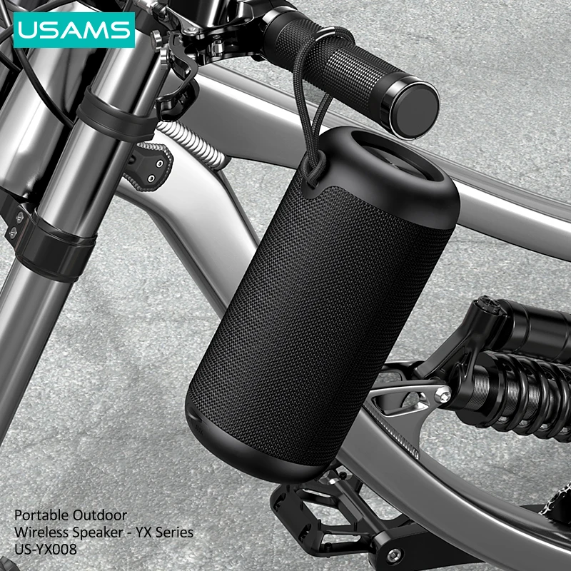 USAMS Portable Outdoor IPX6 Waterproof BT 5.0 Loudspeaker Active Deep Bass Stereo Wireless Speaker