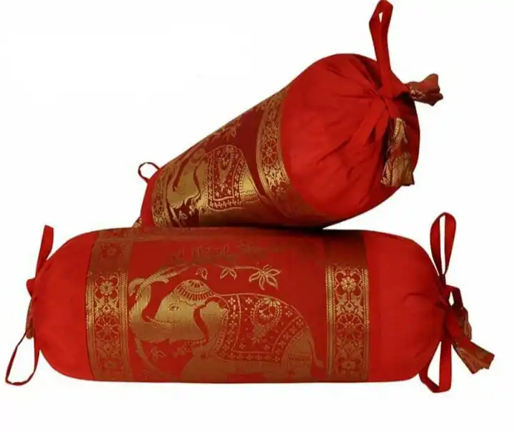 New Design Solid Color Round Banarasi  bolster Natural Handmade Polyester Cotton Yoga  Cushion Mat At Best Wholesale Price