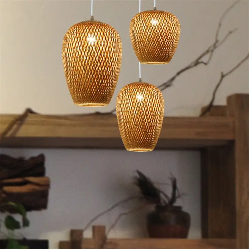 Hot selling  decor moon lamp bar cafe festival hotel lantern decoration rattan bamboo woven camping craft table decor lamp