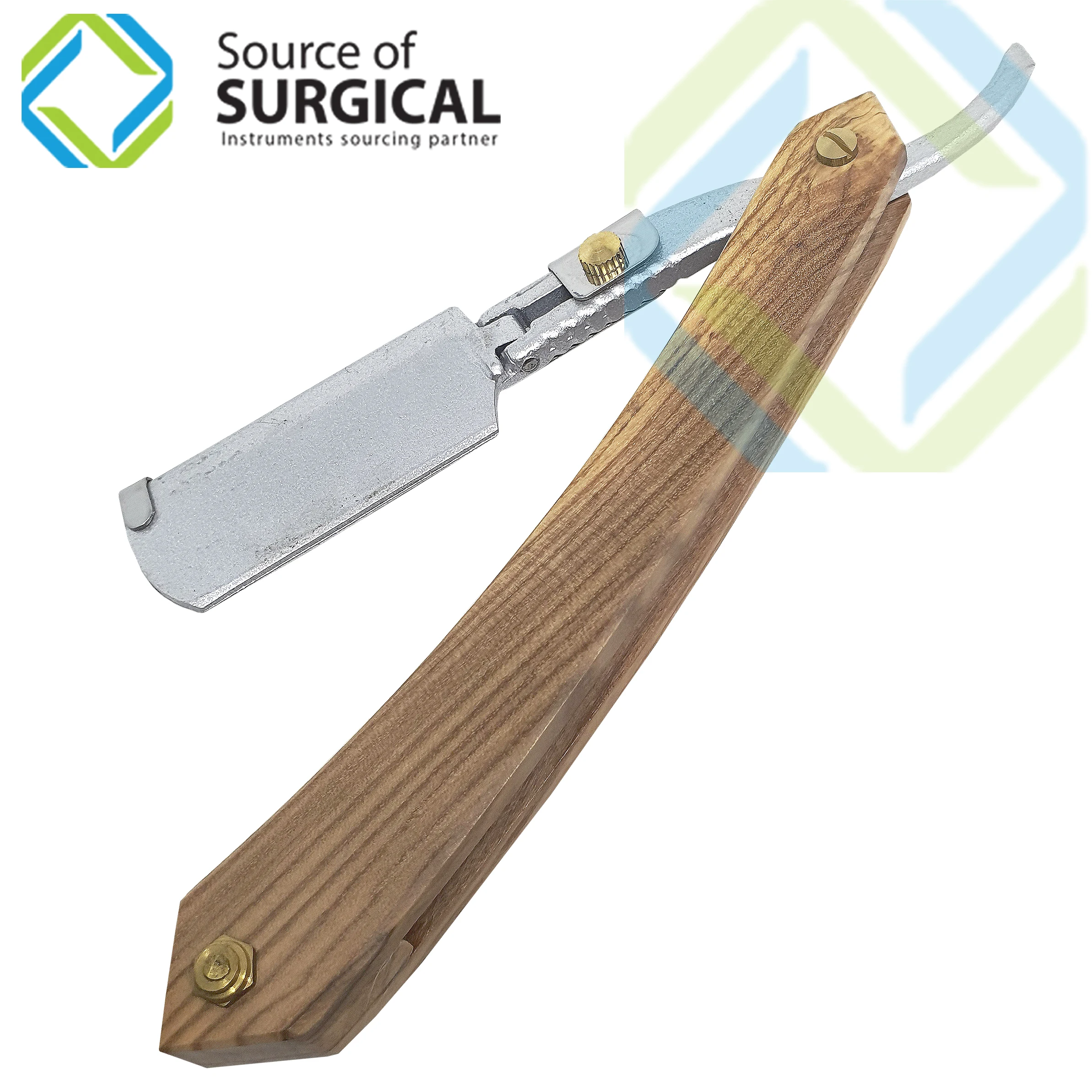 Barber Razor Straight Hard Brown Wood Handle