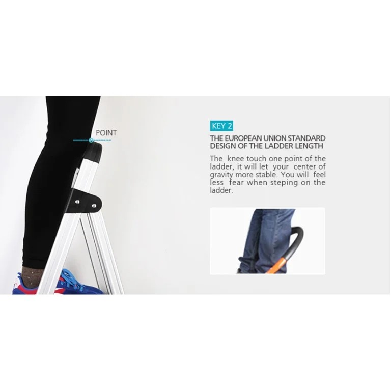 Foldable Easy Store Step Ladder Aluminium Gold Boomjoy BJ-TZ-3T 3 Steps Ladder With One Year Warranty