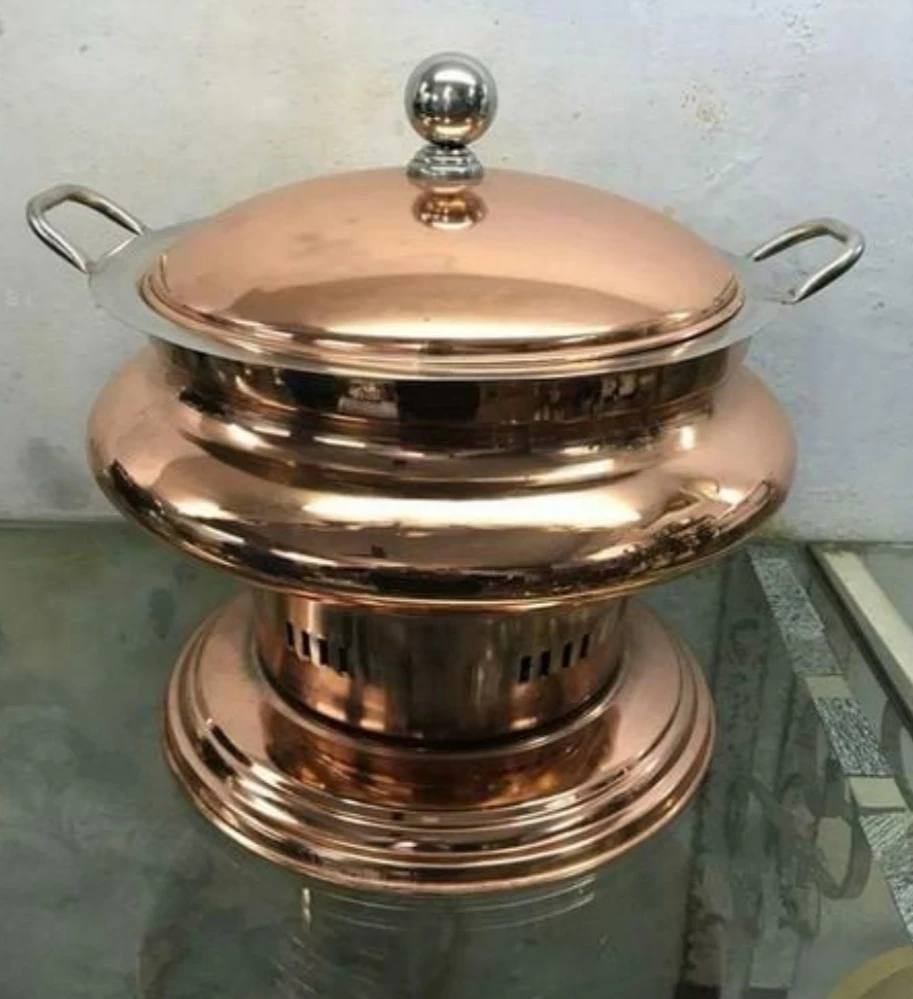 Luxury Royal Style Copper Finishing High Quality Large Chafing Dish Customized Design Buffet Food Warmer For Wedding Catering.