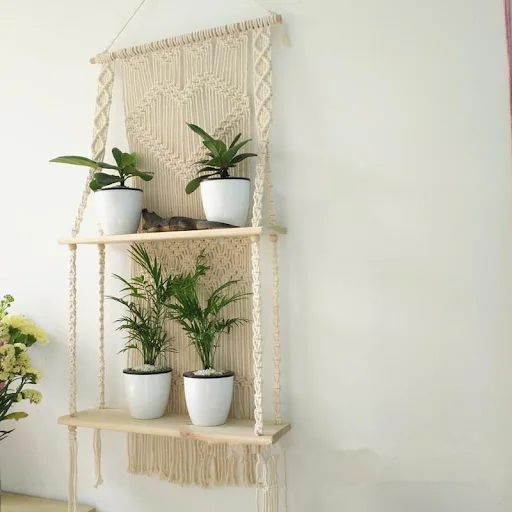 Macrame Shelf Wall Hanging in Natural Color Used for Home Decor Wall Decor Living Room Bed Room Office
