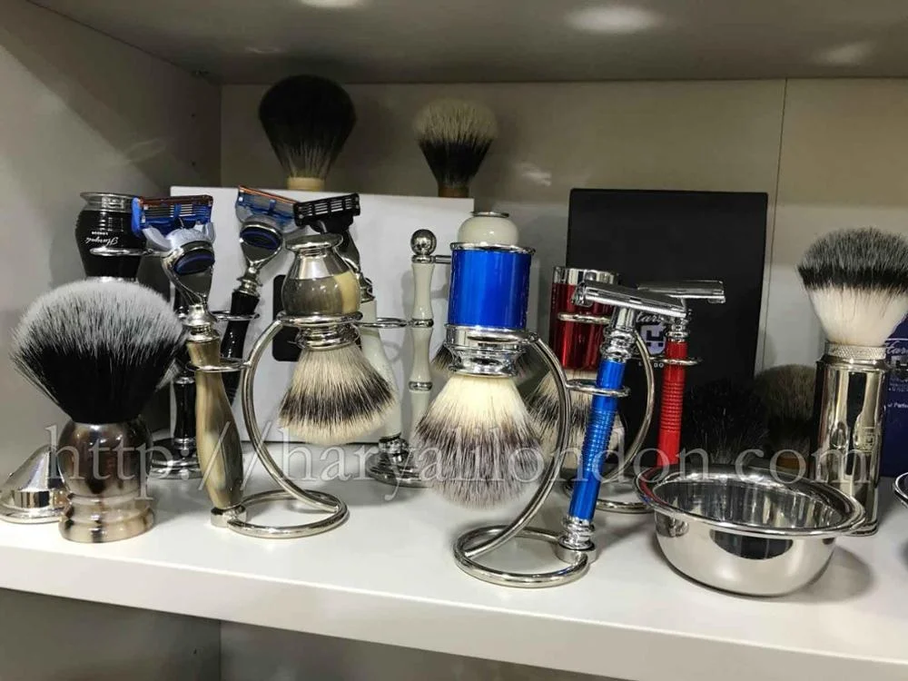 Мужская кисть для бритья из синтетических волос с основанием слоновой кости и металла подставкой бритвенной кисти нержавеющей стали