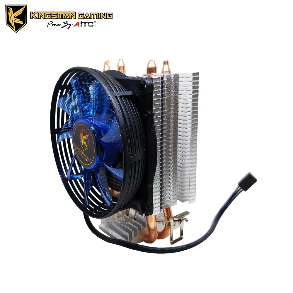 aluminum heatsink CPU cooler with 2 cooper Heatpipes and  blue led light