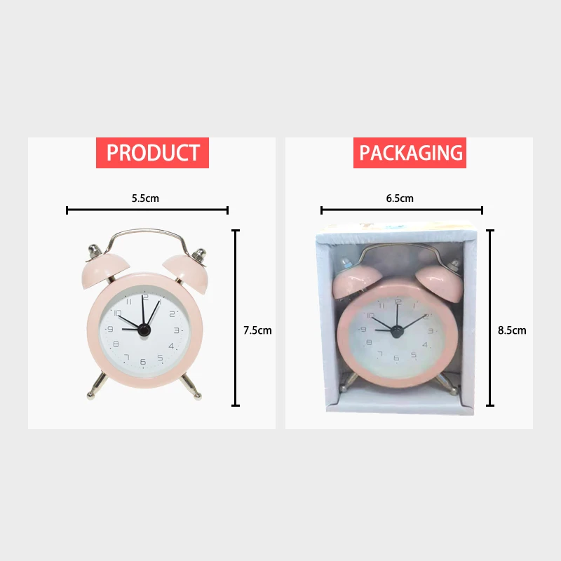 T133 Classical Cute Quartz Gift For Promotional Modern Home Wholesale Table Mini Alarm Metal Clock