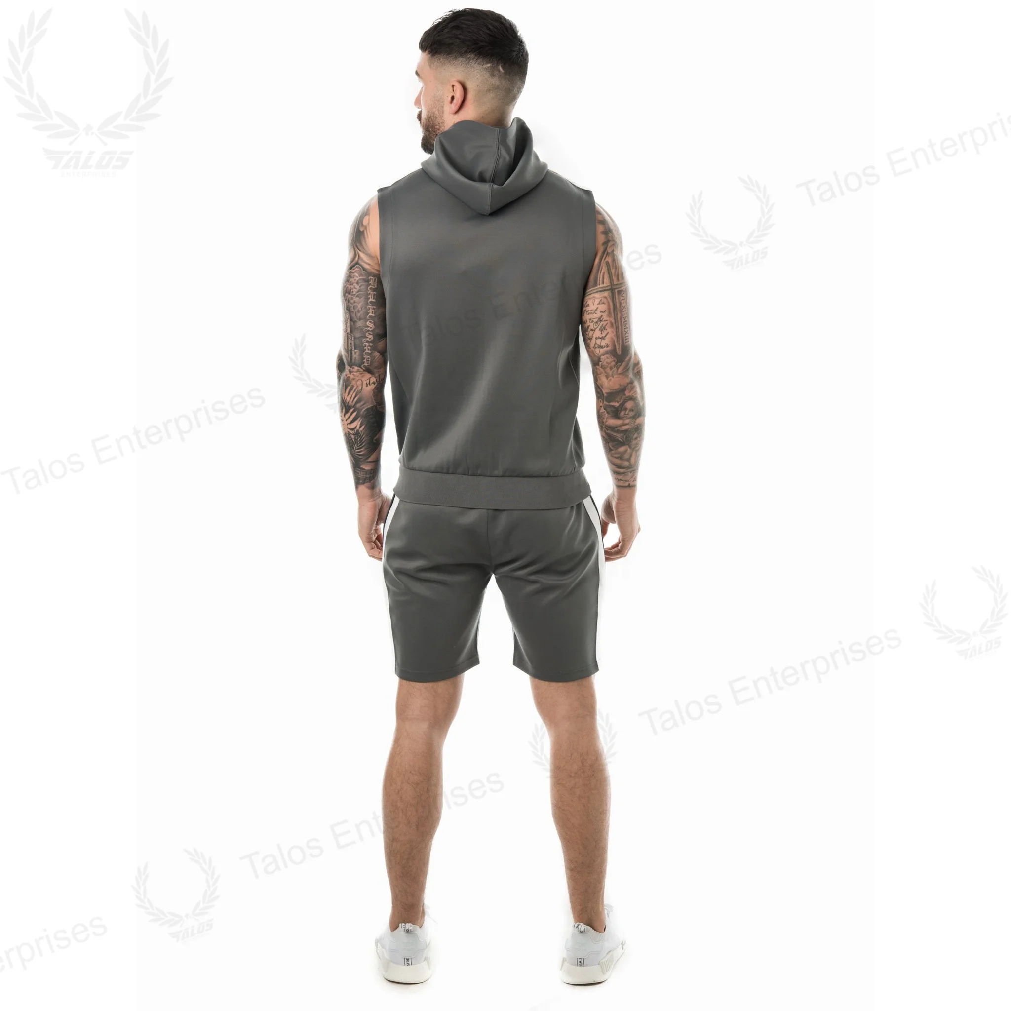 men sleeveless hoodies tracksuit cheap custom short tracksuit men sweatsuit gym track suit twin sets for sale