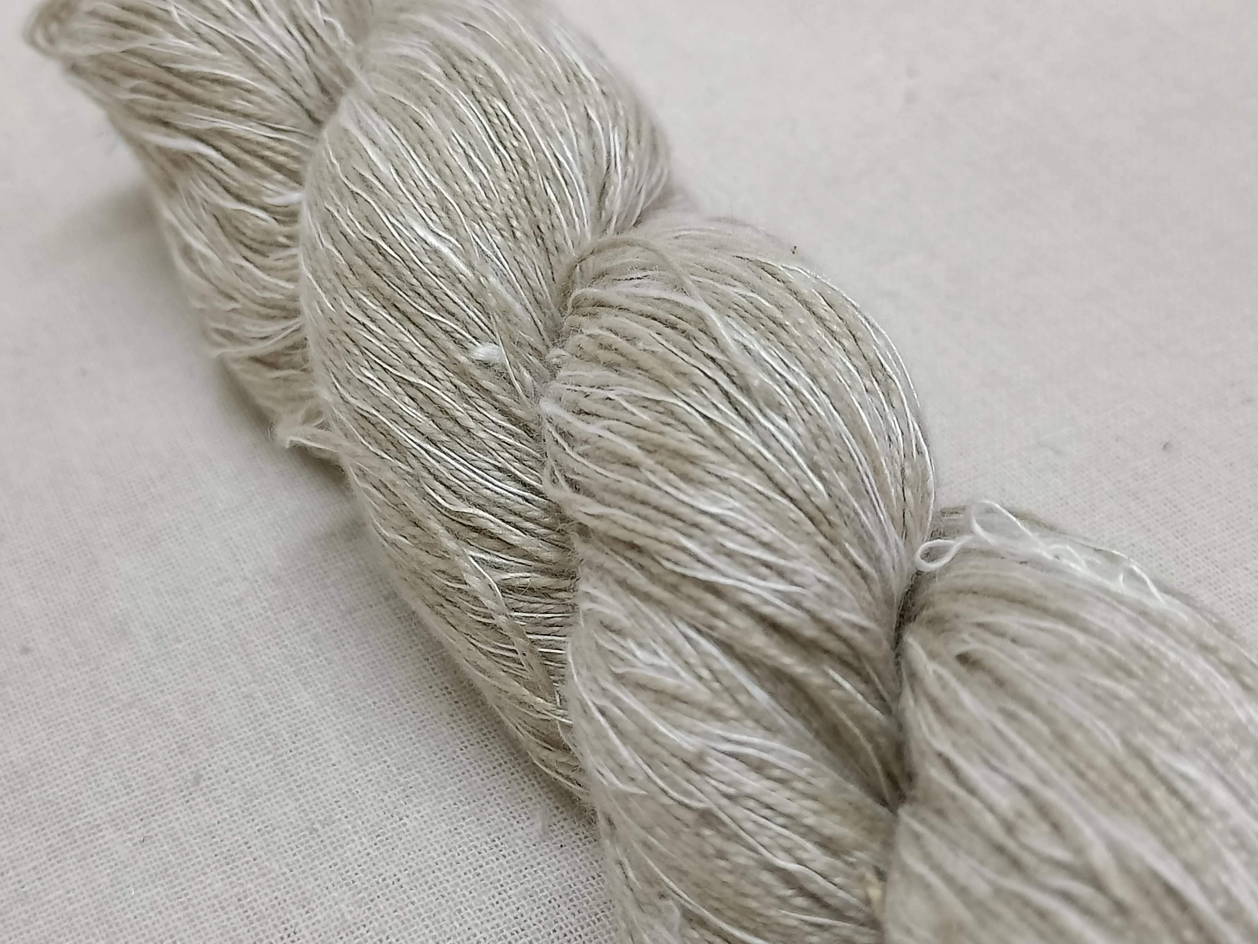 Natural Linen Yarn with Slub Made From 100% Fiber Available in 100 Gram Skeins