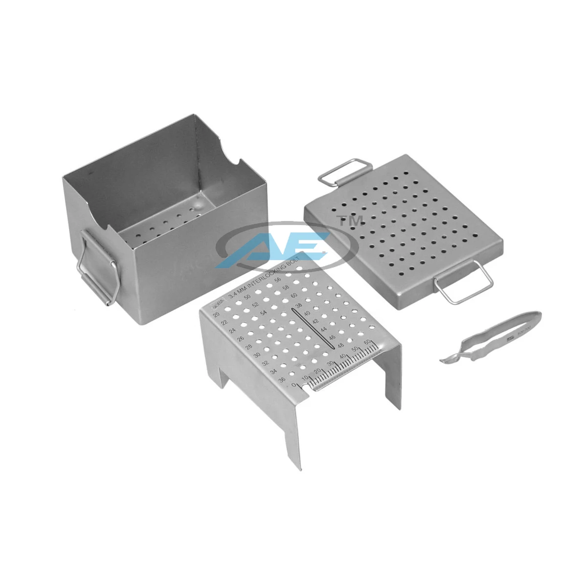 WHO Certified Indian Manufacturer Orthopedics Screw Box For Cannulated Herbert Screw With Two Tray Screw Holding Forceps  in SS
