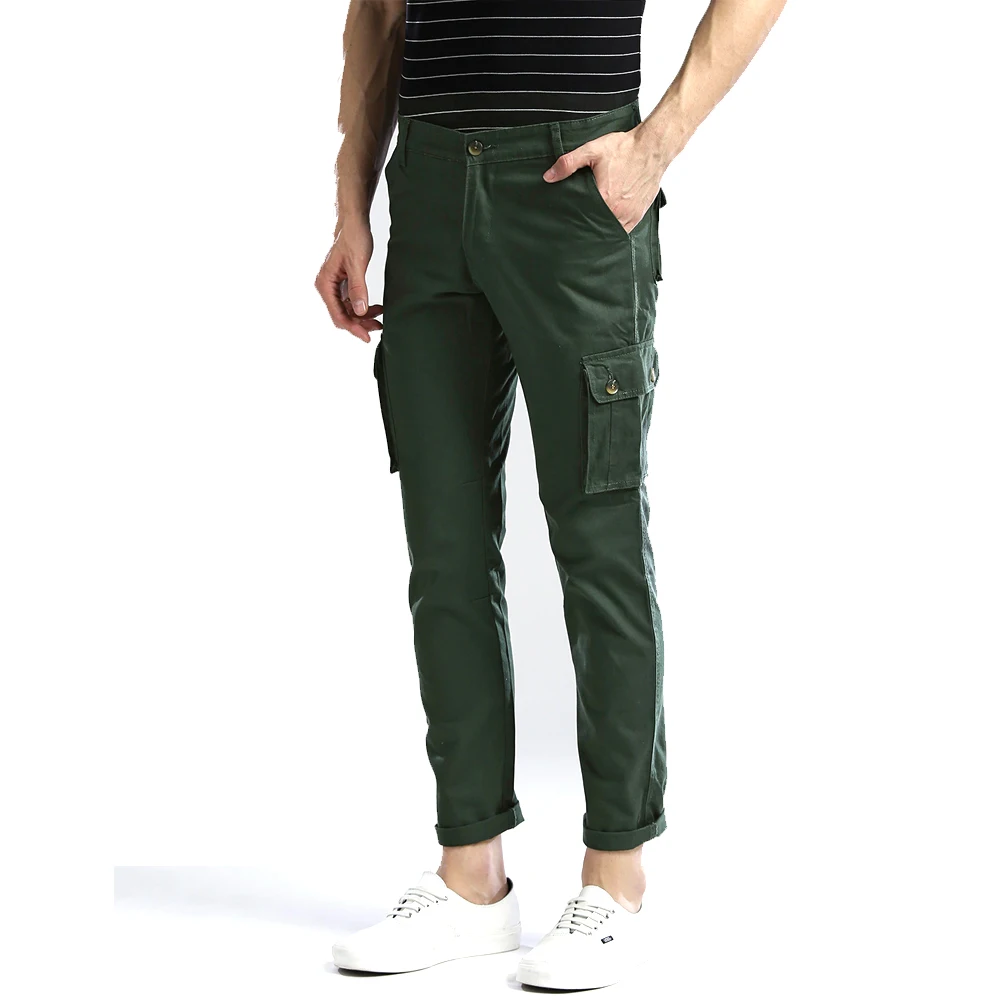Solid Green Color With Plain Dyed And Side Pockets For Men Clothing For Men New Model Cargo Pants 2021 Reflective Stripe Elastic