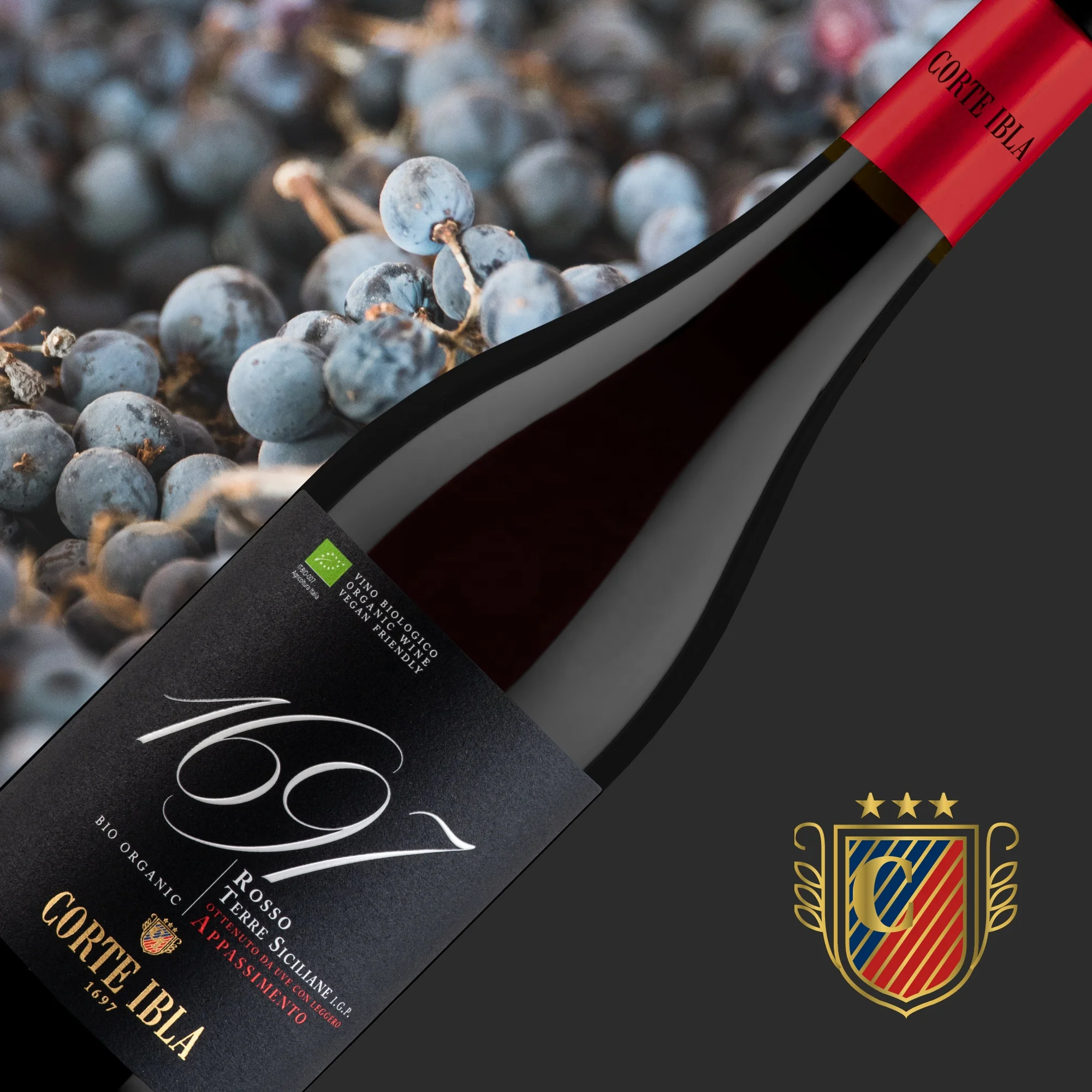 Органическое винтажное красное вино красный орнамент 750 мл земля Siciliane IGP Джузеппе Верди выбор био Сделано в Италии