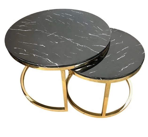 white metal mirror gold side corner tables modern luxury round glass marble top set center tea coffee table for living room