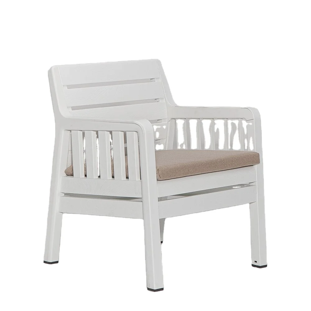 
White Lara Single Sofa Chairs Cushion Included Comfortable Chairs High Quality Plastic Restaurant Furniture Restaurant Set Cafe 