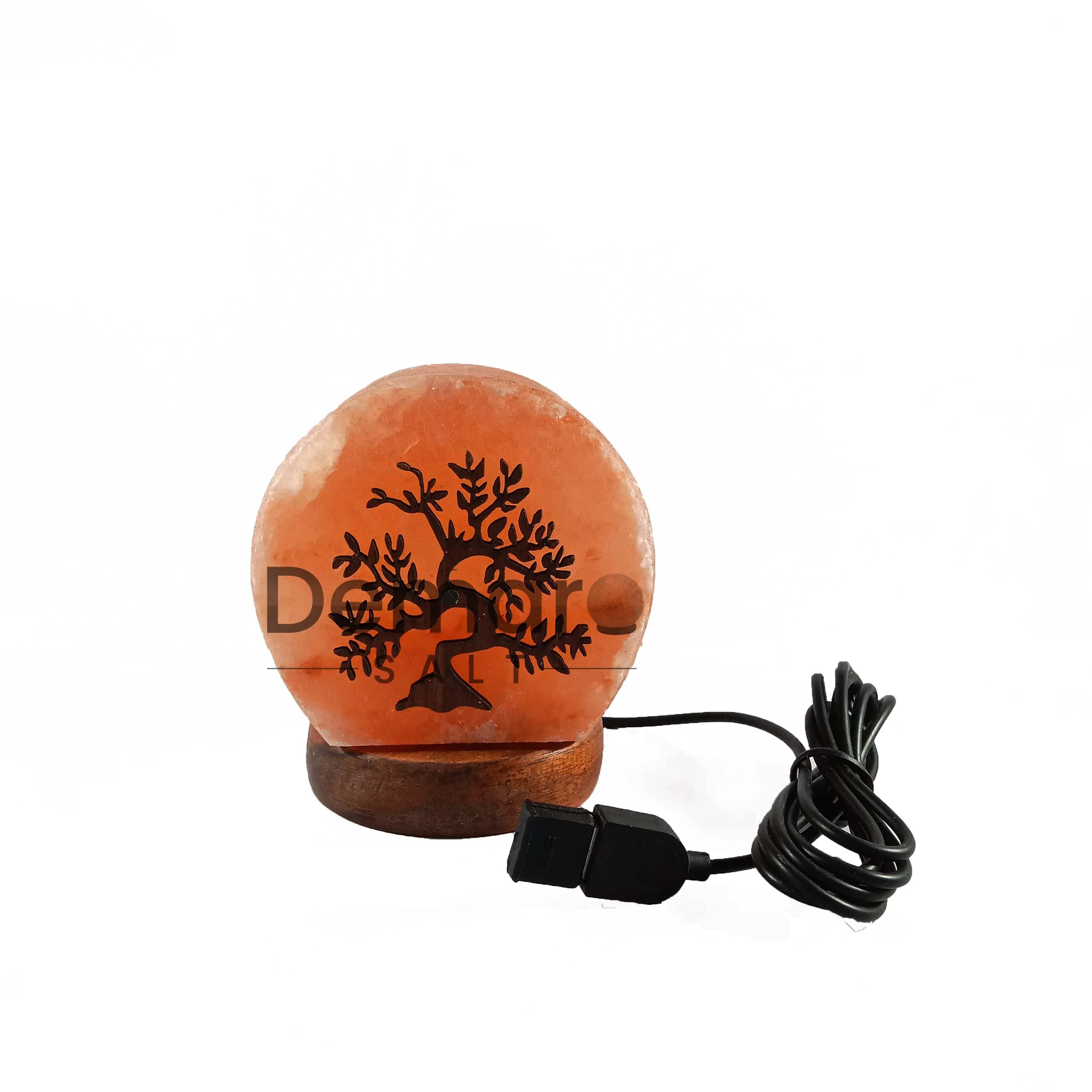 Высококачественная ручная работа Гималайская каменная соль кристалл резной лист МДФ дерево USB-лампа происхождение PK натуральные поделки