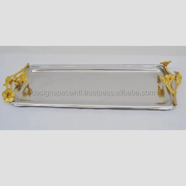 Stylish Metal Serving Tray with Nice Design Handle at best rate