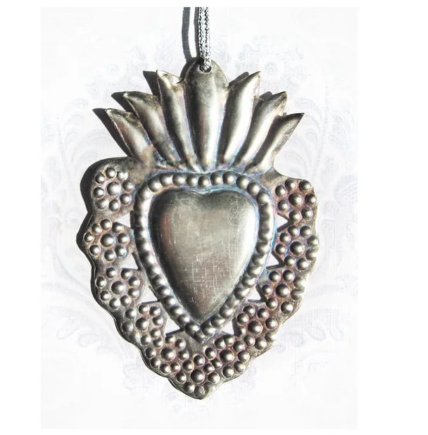 Metal Milagro Heart , Metal Sacred Heart