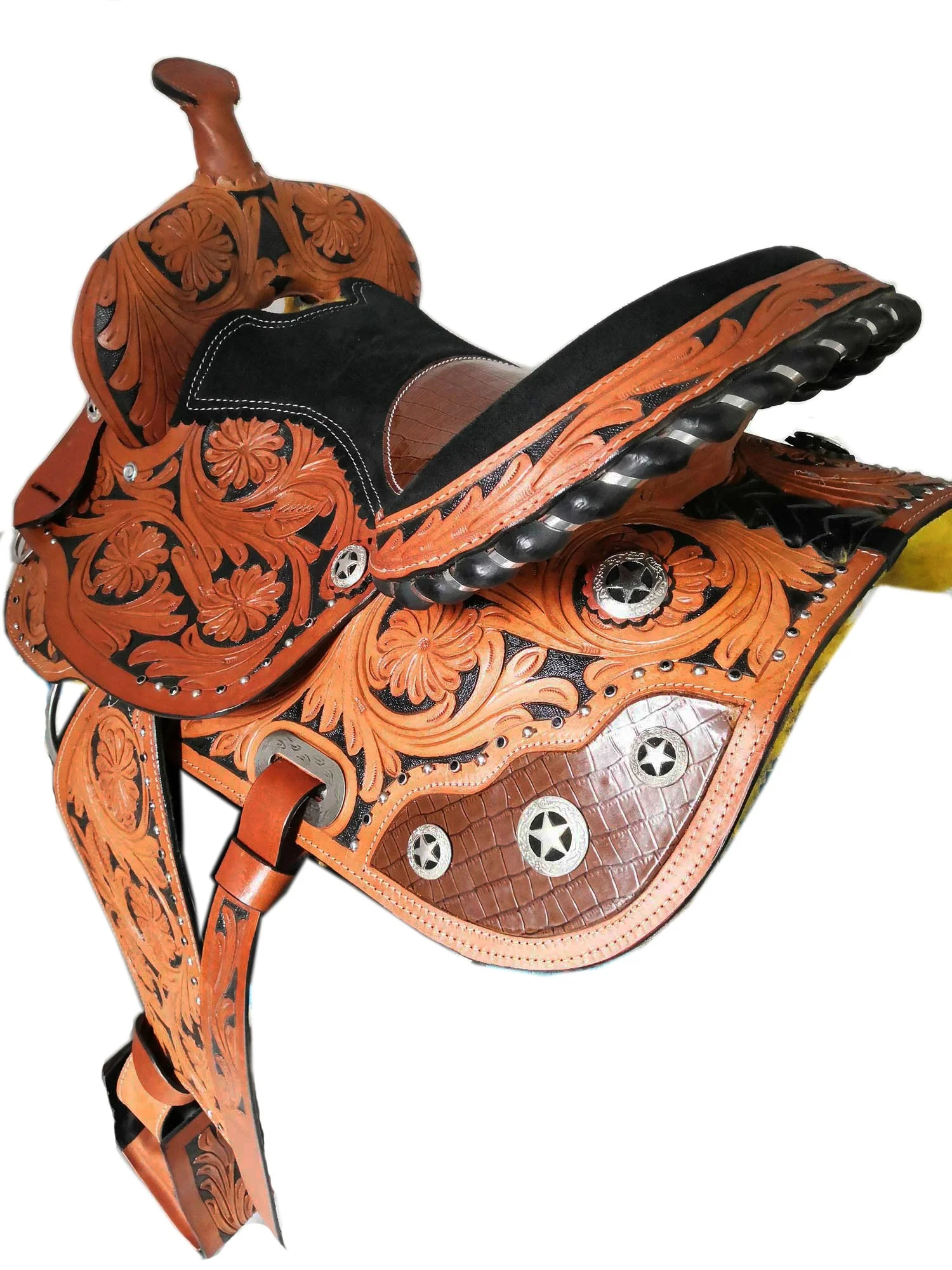 Best Selling American Leather Western Trail Barrel Saddle Western English Horse Saddle  Harness Equestrian