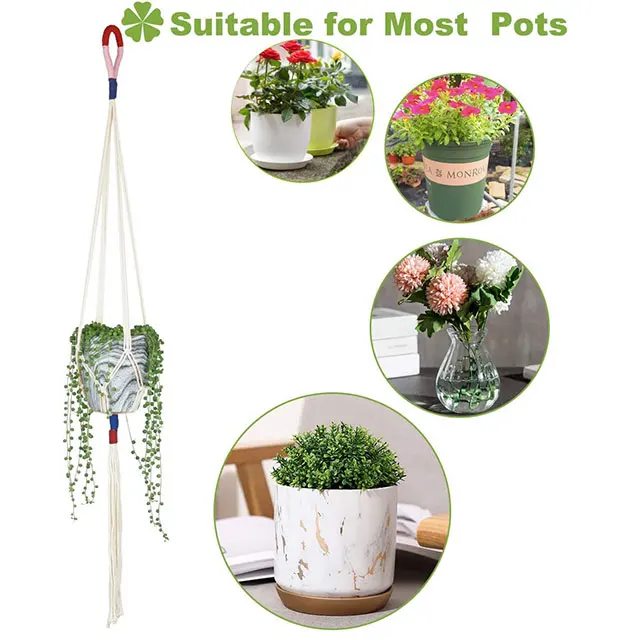 5 Pack Color Handmade Cotton Rope Macrame Plant Hanger Flower Pots Or Basket Hanging Planter Holder for Decorations 5 PCS Hooks