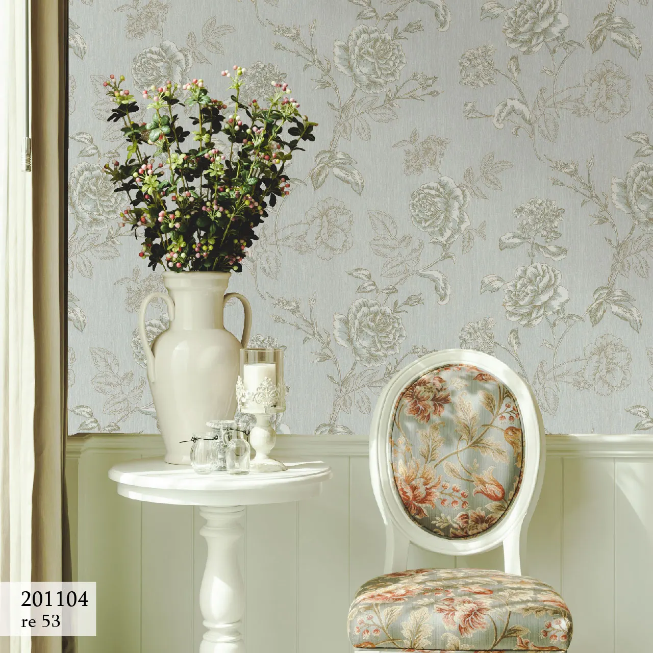 Romantic baroque postmodern country flower sketch hand-painted beautiful noble bedroom restaurant design PVC Wallpaper DECOR